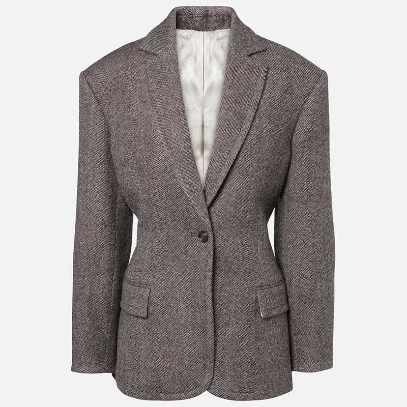 Veste sur mesure en mélange de laine avec détail de la taille, manteau de banlieue élégant pour femmes, nouvelle collection hiver 2025