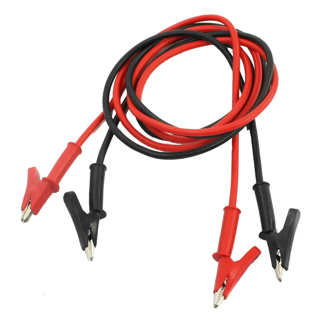 

2Pcs Red and Black 1m Long Alligator Clip Electrical Clamp Insulated Test Lead Cable Pair