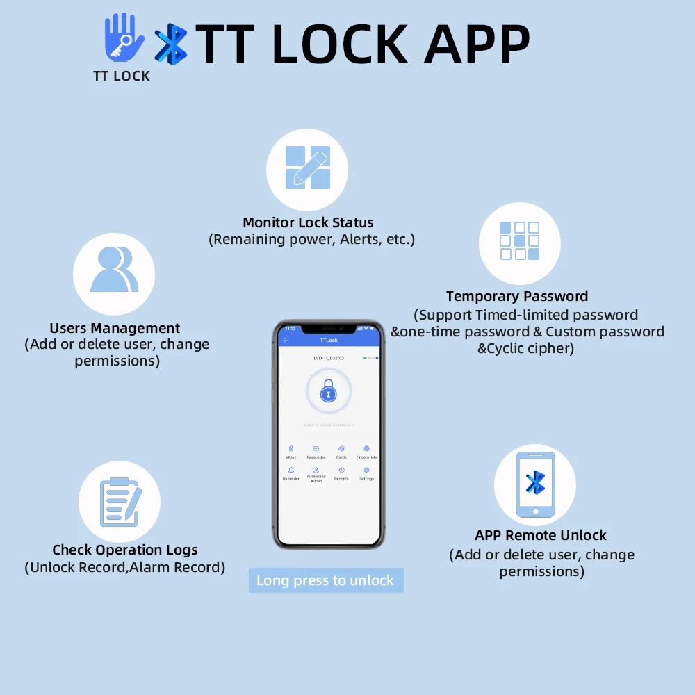 RAYKUBE L11 TT zamek BEL cyfrowy zamek do drzwi cylindra linii papilarnych z regulowaną długością cylindra hasło/klucz/TT Lock APP Unlok