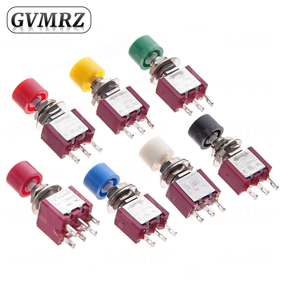 5PCS 3Pin 6Pin C-NO-NC 6MM Mini Momentary Automatic return Push Button Switch ON-(ON) 2A 250VAC/5A 120VAC