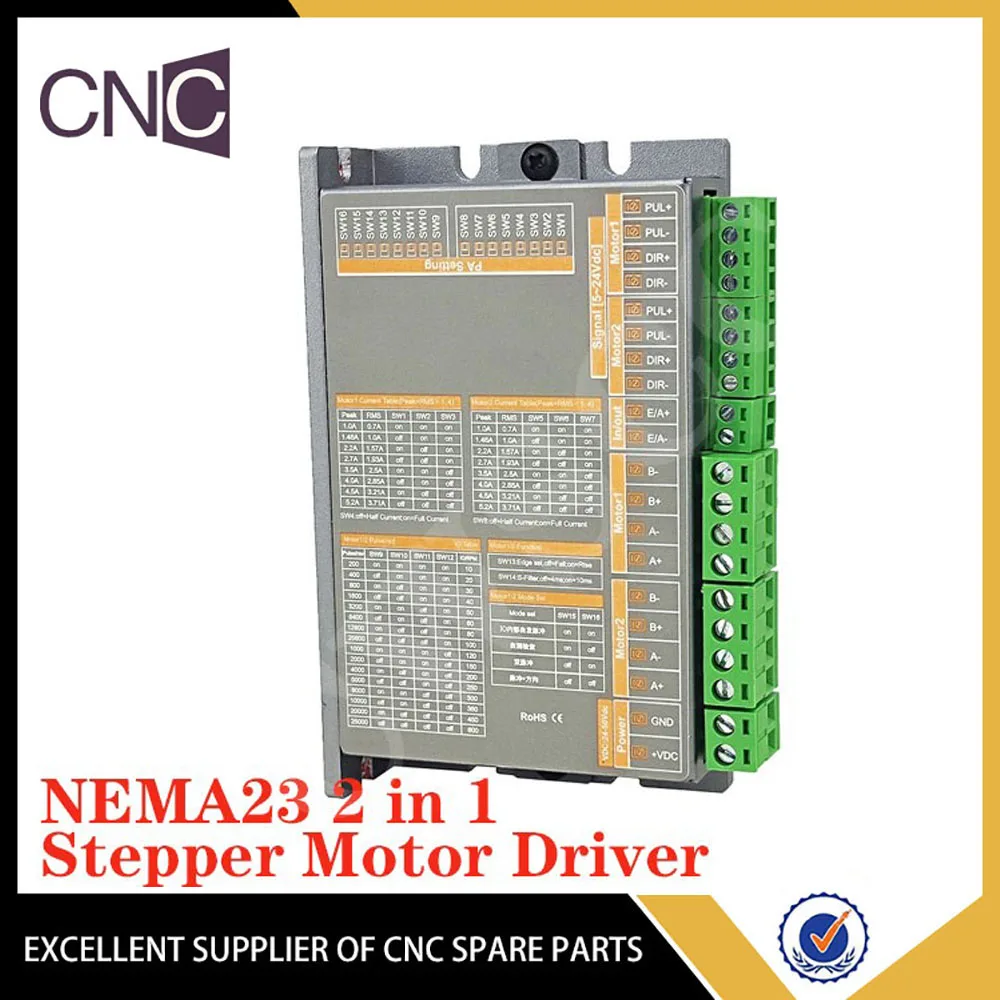 

New NEMA23 2-in-1 Stepper Motor Driver 2-axis Motor Controller Supports Single and Double Pulse Spontaneous Pulse and Auto Detec