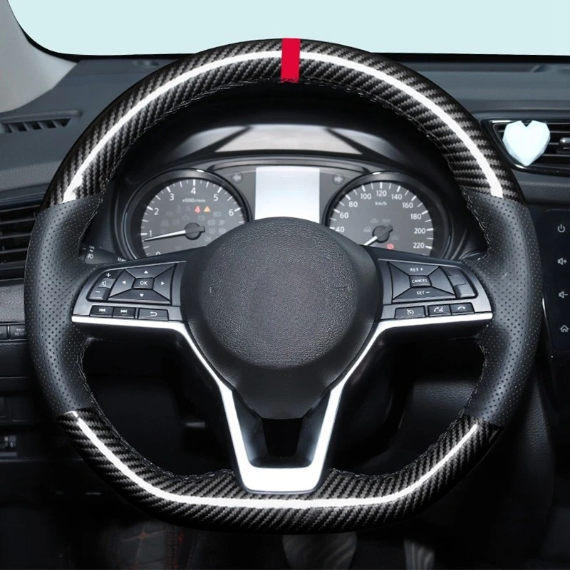 Suede Carbon Fiber DIY Car Steering Wheel Cover For Nissan X-Trail Qashqai March Serena Micra Kicks 2017-2019 Altima Teana 2019