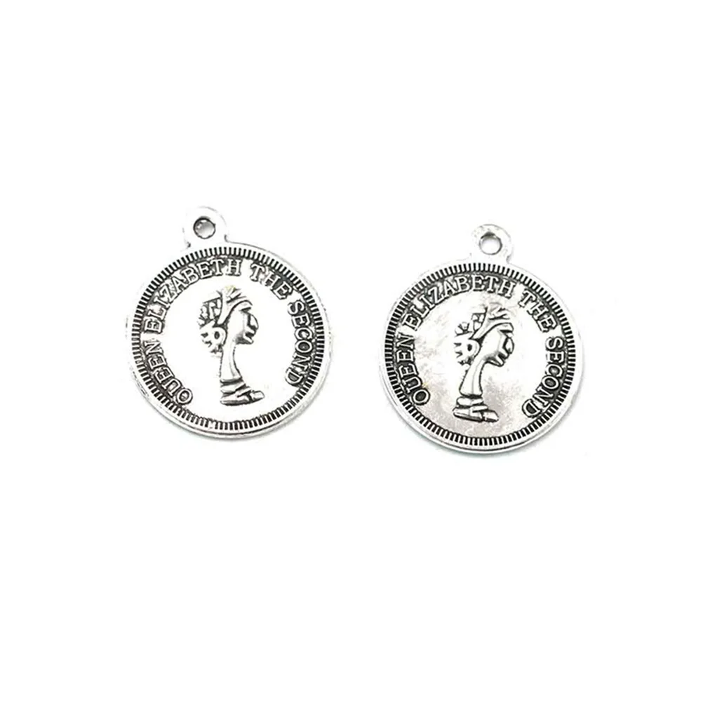 

50Pcs Alloy British Queen Pendants Silver Charms for DIY Necklace Bracelet Jewelry Making Crafts DIY Pendant Charms