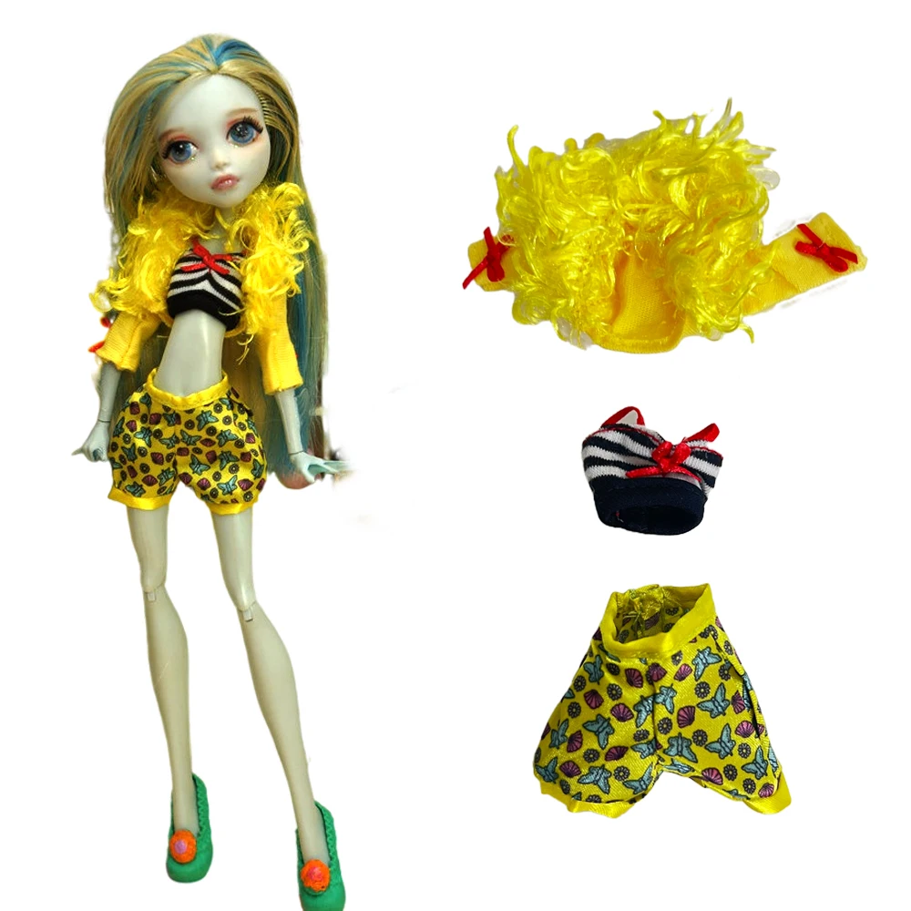 NK 1/6 Doll Dress For  Monstering High Dolls Clothes Yellow Pants For Bratz Doll Casual Wear Handmade Outfits Kids DIY Toys