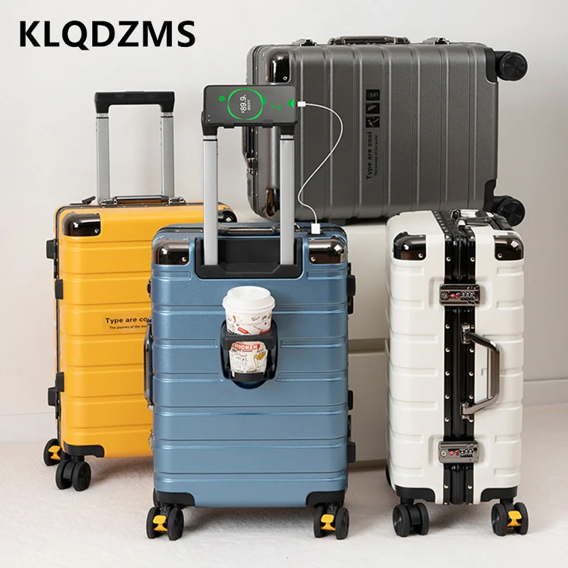 KLQDZMS Aluminum Frame Suitcase Large Capacity Trolley Case ABS+PC Boarding Box 20