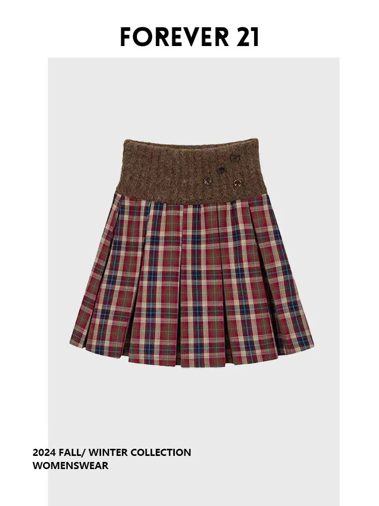 

Forever 2, красная вязаная плиссированная юбка на пуговицах в стиле ретро, осень-зима, новая тяжелая рабочая юбка ort Line