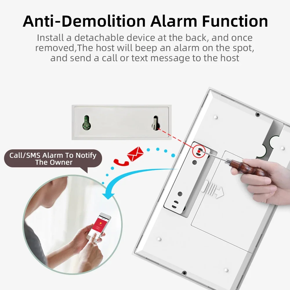 Wireless Wifi GSM Home Security Alarm System Smoke Detector Burglar Alarm With Motion Sensor For Tuya SmartLife APP Home Alarm