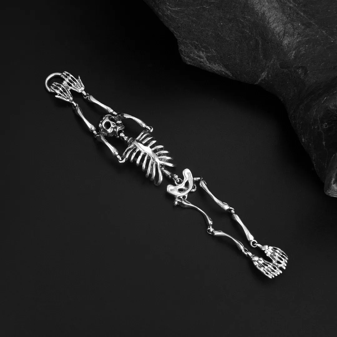 Sterling Silver 925 European and American retro skull bracelet domineering personalized men's fashion punk rock ornament