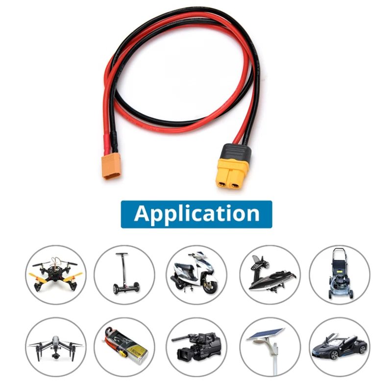 สายเคเบิลตะกั่วชาร์จ2ชิ้น XT60H ตัวเมียกับ XT30ตัวผู้สายอะแดปเตอร์14AWG 30ซม. สำหรับเครื่องบิน RC รถยนต์เรือแบตเตอรี่มอเตอร์ ESC