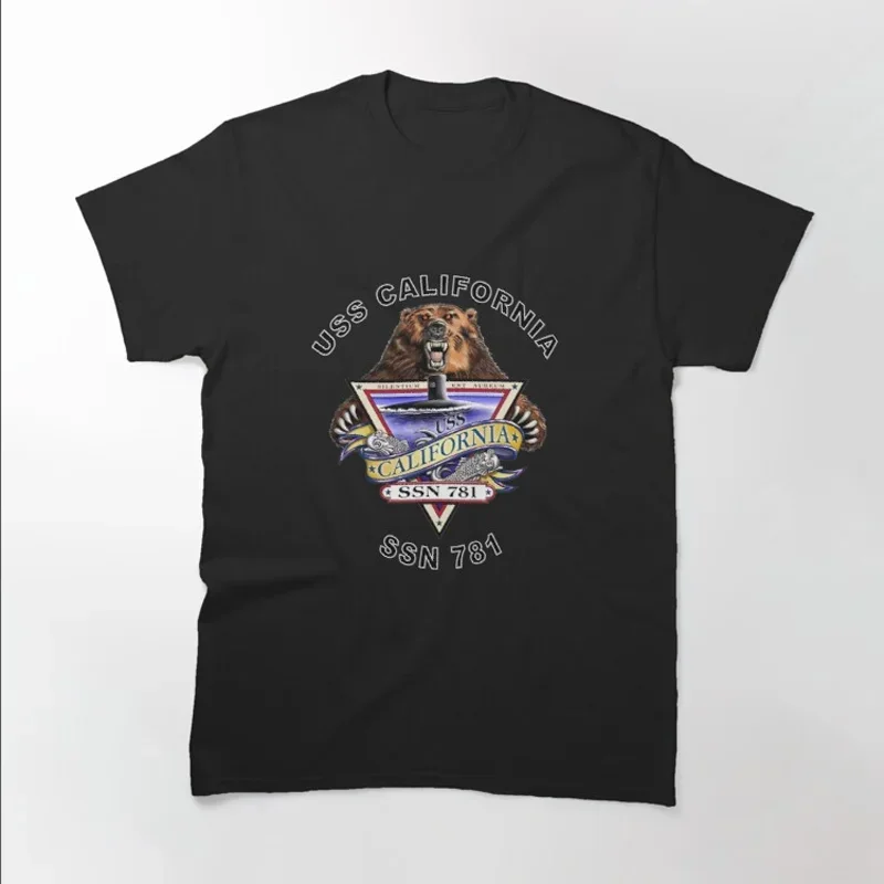 Virginia-class USS California SSN-781 Attack Submarine Crest T Shirt New 100% Cotton Short Sleeve O-Neck T-shirt Casual Mens Top