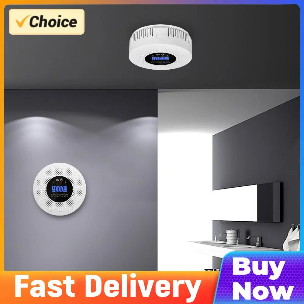 

Детектор дыма и угарного газа с ЖК-дисплеем, сигнализация угарного газа, работающая от батареи, для дома, квартиры, кухни