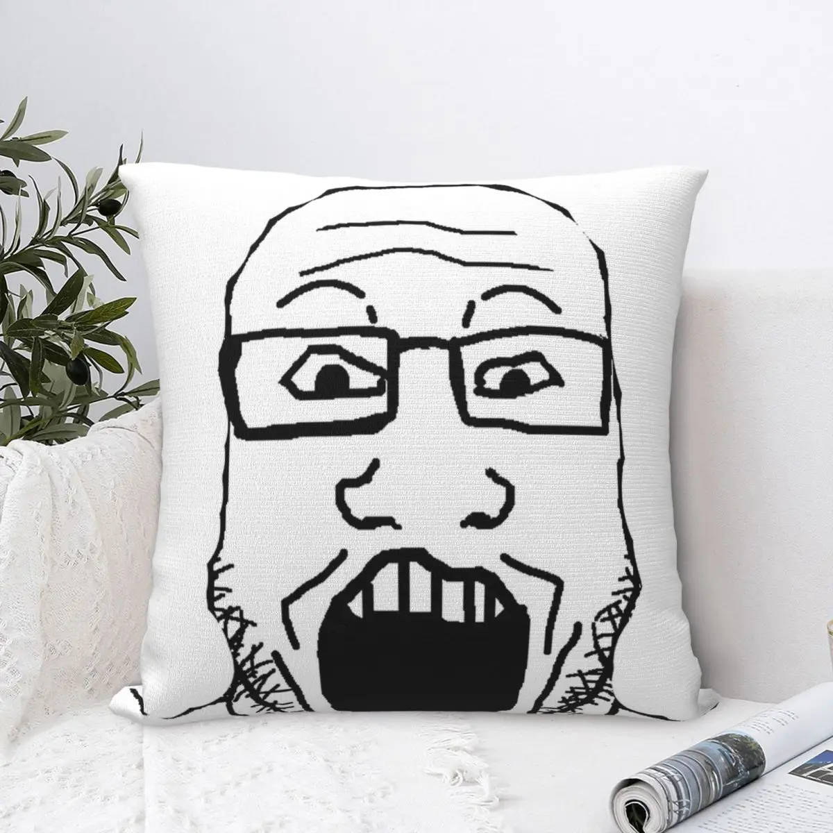 Front Facing Soyjak Square Pillow Case Wojak Meme Cushion Covers Novelty  Decorative Throw Pillow Case Cover for Home 40*40cm