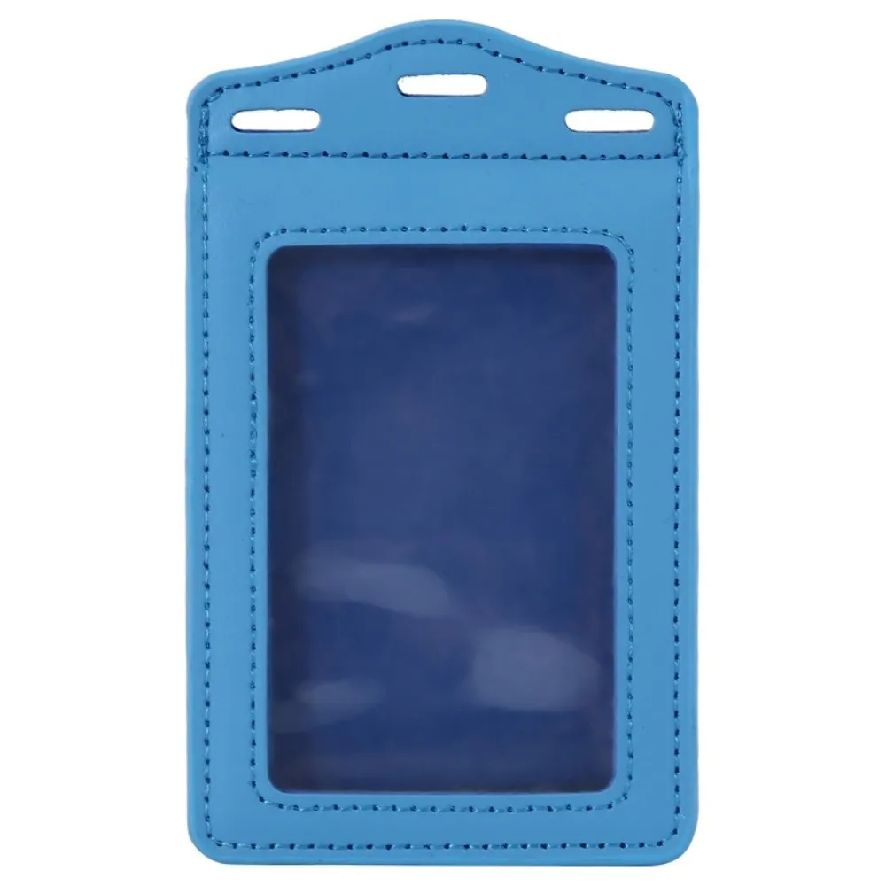 PU Leather ID Card Holder Tri-fold with Card Slots Badge Holder Transparent Card Holder