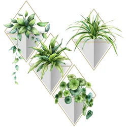 3D Self Adhesive Green Plants Wall Decals Potted Plants Wall Stickers Fresh Leaves Decorative Wall Art Nursery Wall