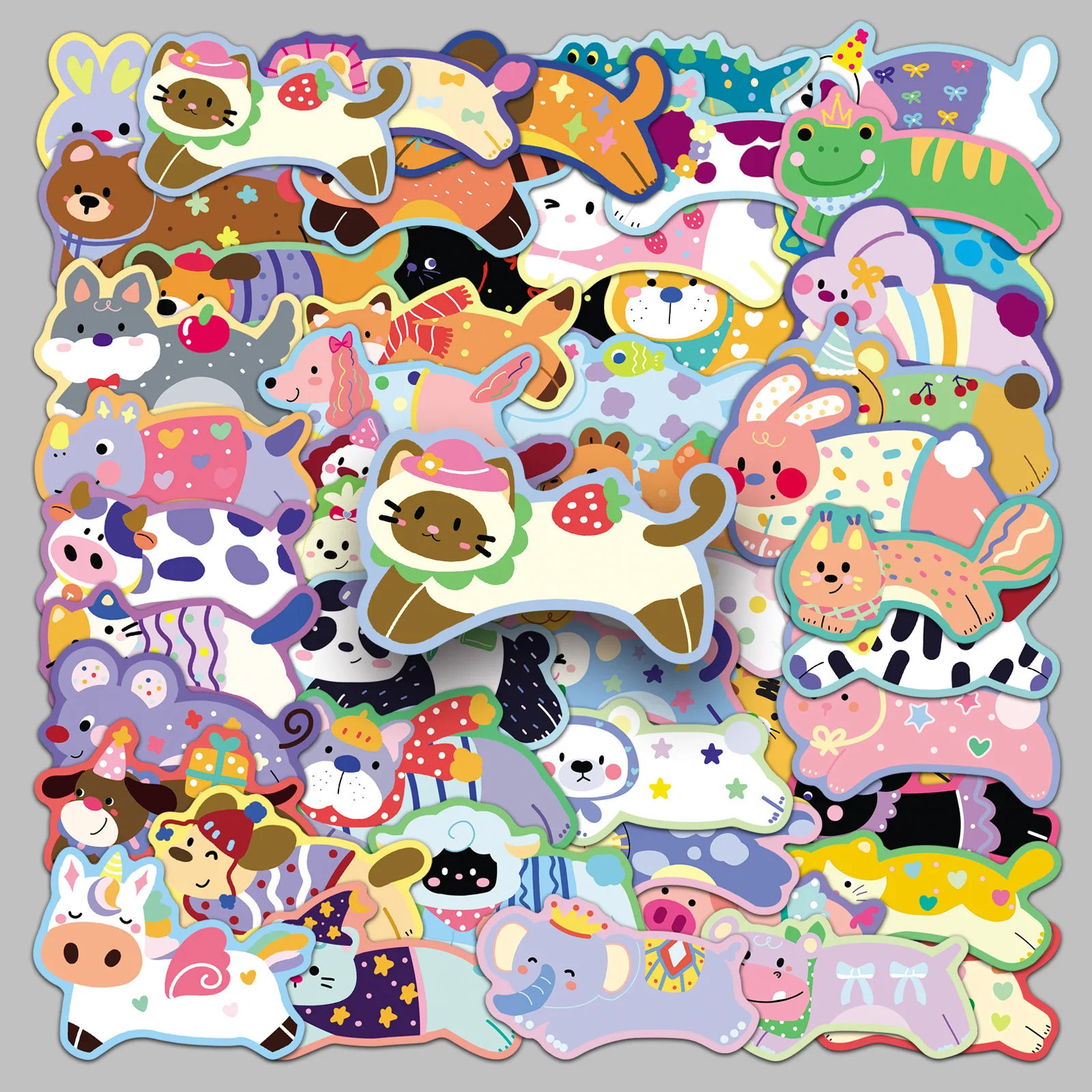 

50 PCS running animal stickers cute hand-drawn cute pets mobile phone cases computer planner, DIY gacha stationery stickers