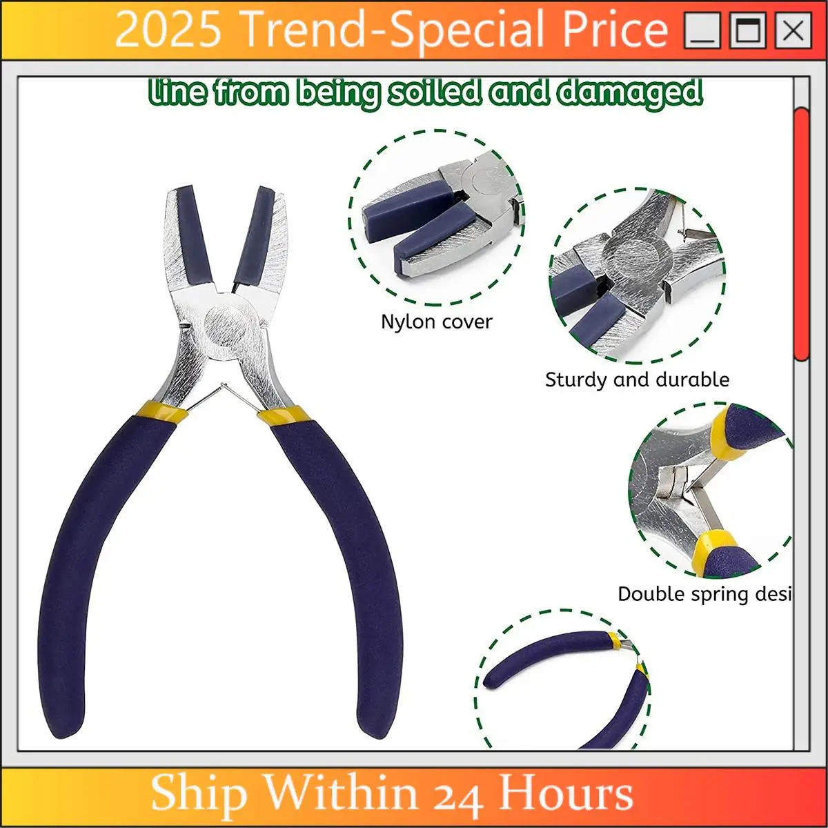 Conjunto de alicates para fazer joias aa64, 6 em 1, alicate para fazer joias e mandíbula de nylon, alicate de nariz plano, alicate de laço para fazer joias