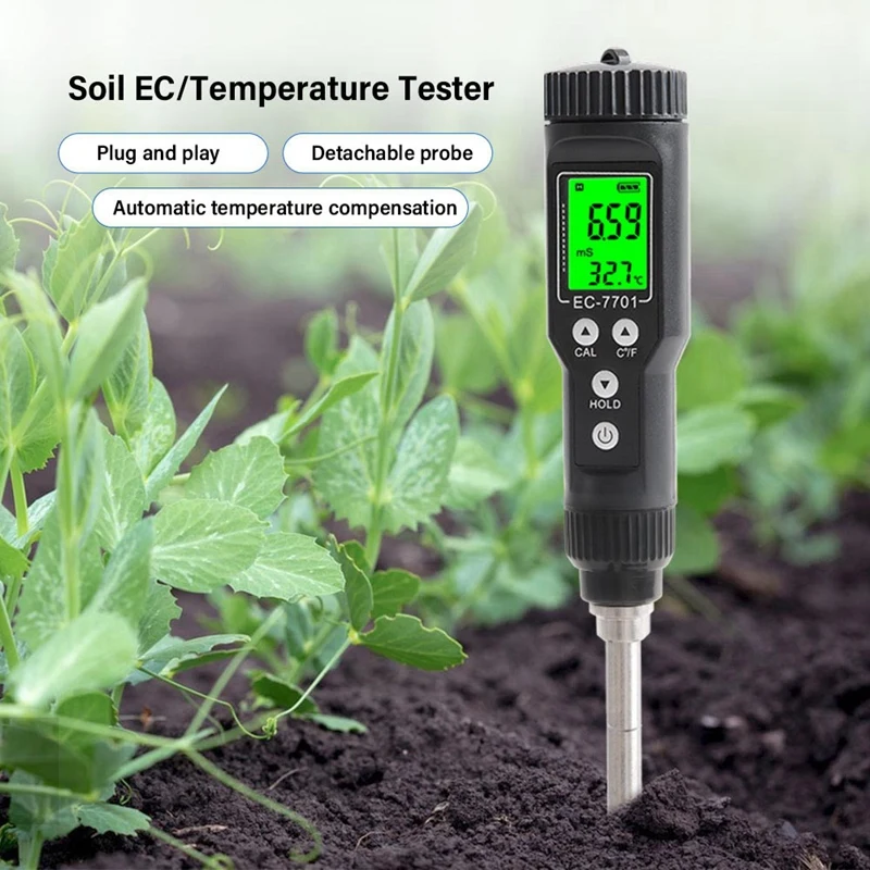 Imagem -04 - Smart Solo Medidor ec Tester Solo Data Logger Analisador Temp para Hidroponia Plantação Jardim Durável 0.010.0 ms cm Ec7701