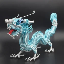 Aluminum Wire Large Chinese Dragon Mythical Animals Metal Ornament Handmade Weave Mascot Feng Shui Souvenir Crafts Decoration