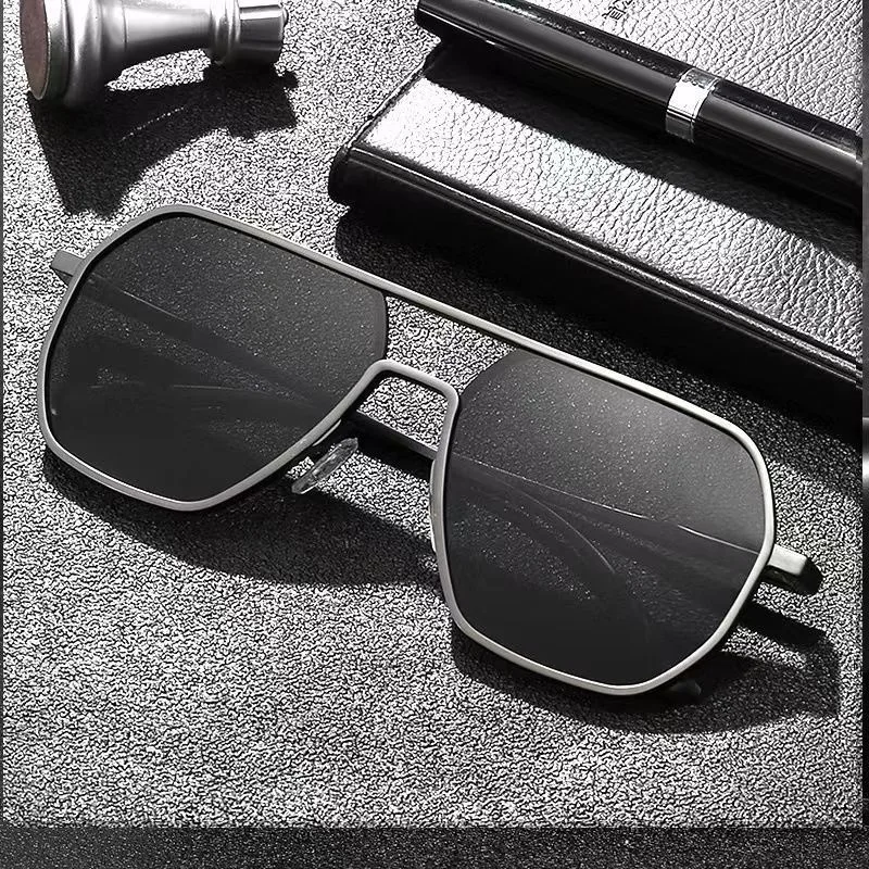 Sonnenbrille für Herren, polarisierte, blendfreie Gläser, UV400, Aluminium-Magnesium-Rahmen, Autofahrerbrille
