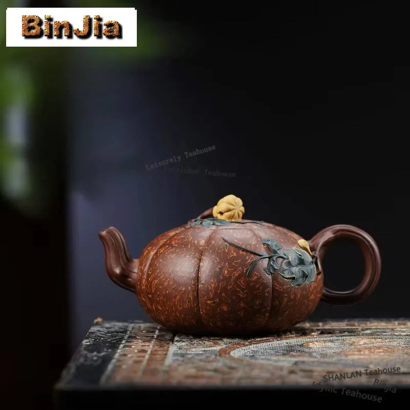 

470 мл оригинальные исинские чайники из фиолетовой глины ручной работы, чайник с тыквой, сырой рудой, твист, грязевой чай, чайник для замачивания с инфузером, чайный набор Zisha
