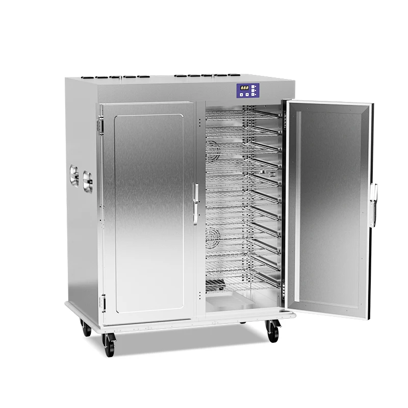 Electric 2 Door Heating Circulation Diner Heating Cabinet Large Stainless Steel  Hot Food Holding Cart Warming Trolley