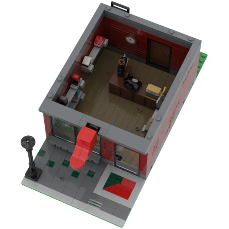 857pcs MOC Shoe Repair Shop Model Building Blocks Architecture Toys Birthday Gift Education Brick Presentation Collection Craft