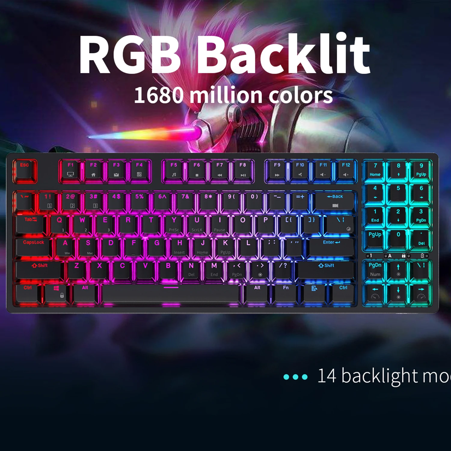 ROYAL KLUDGE RK92 RGB Mechanical Keyboard Tri-Mode BT5.0/2.4G/USB-C 92 Keys Hot Swappable Bluetooth Wireless Gaming Keyboard