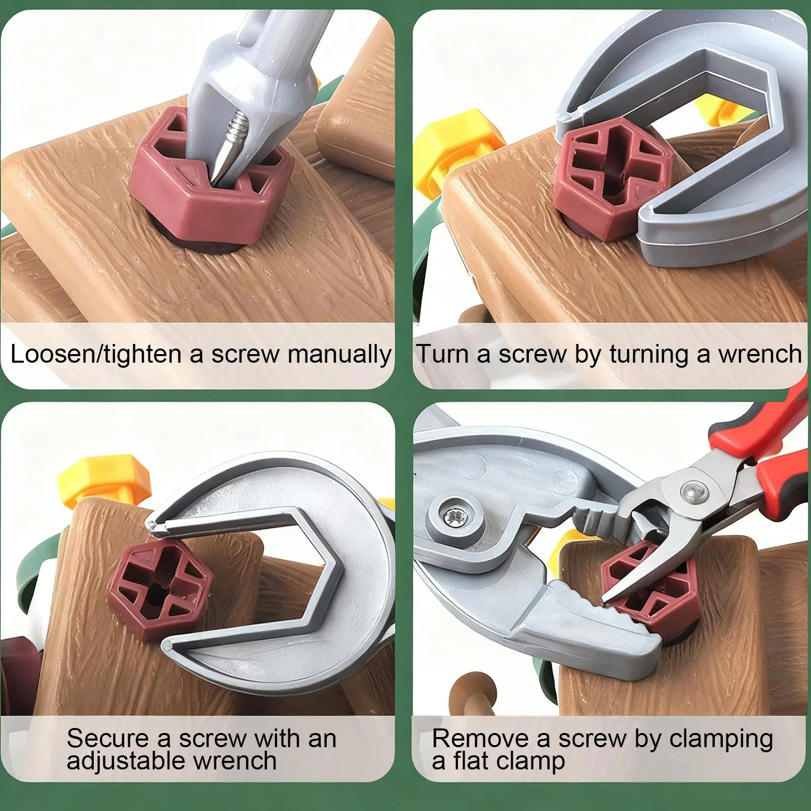 Kids Tool Set with Drill DIY Nut Assembly Puzzle Simulated Screwing Toolbox Early Educational Disassembly Repair STEM Montessori