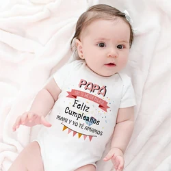 Daddy I'm Your Best Gift Happy Birthday Mommy and I Love You Print Baby Bodysuit Boys Girls Outfit Newborn Short Sleeve Jumpsuit