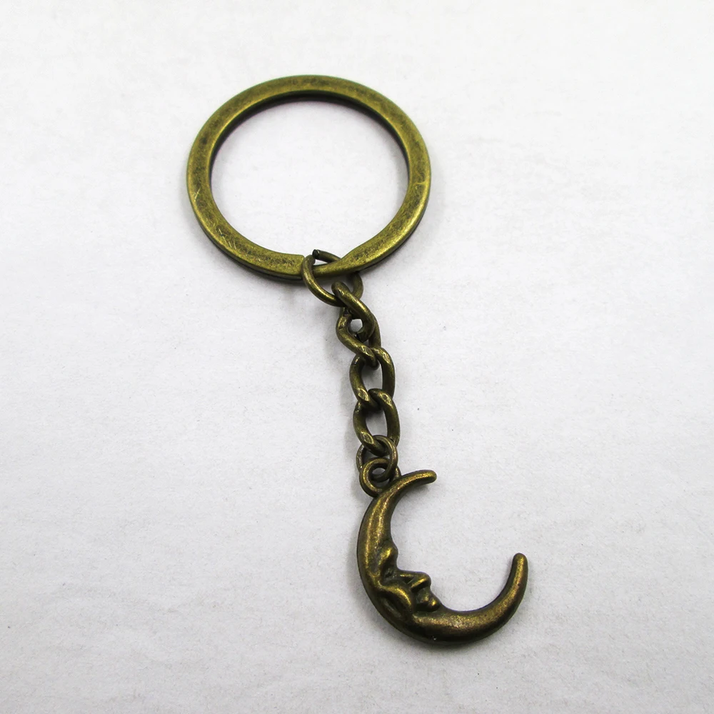 3pcs/lot Antique bronze moon 18x12mm charm keyring best frined,birthday  present ,pendant keychain