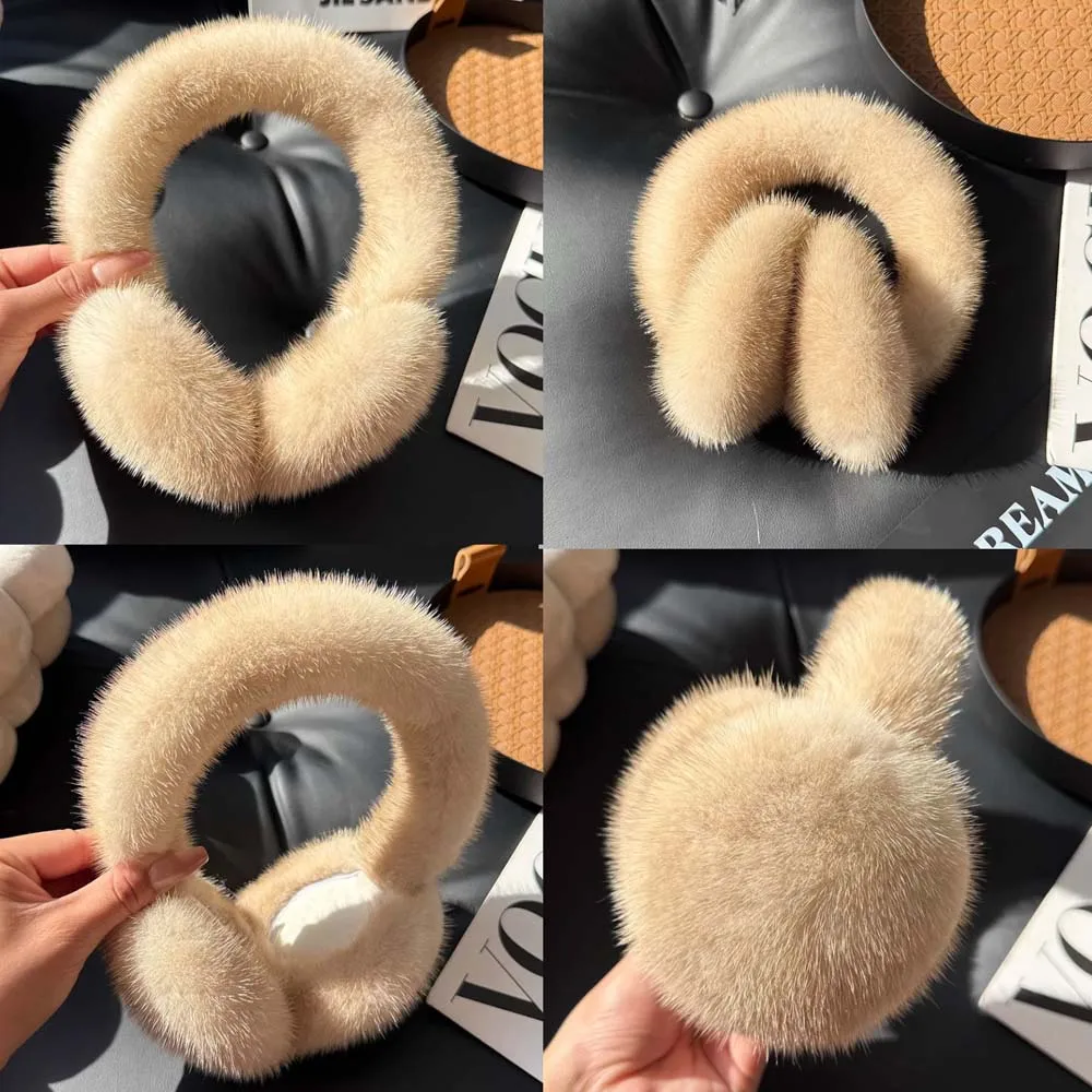 شتاء دافئ ريال فرو المنك غطاء للأذنين الأذن إفشل للنساء لينة أفخم غطاء للأذنين الفتيات الفتيان الطقس البارد الأذن دفئا فرو المنك الحقيقي أضعاف #2