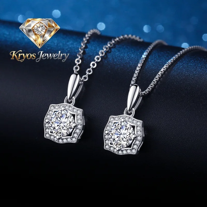 Kryos Jewelry 1Ct Moissanite Princess Square Bezel Necklace Women's PT950 Platinum - Timeless durable, soft yet tough, ideal for