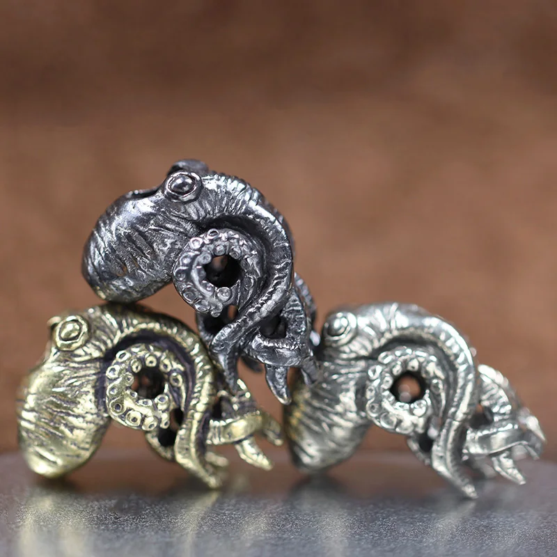 Marine Animals Deep Sea Octopus Brass Knife Bead Umbrella Rope Pendant DIY Paracord Bracelets Accessories Keychain Hangings Gift