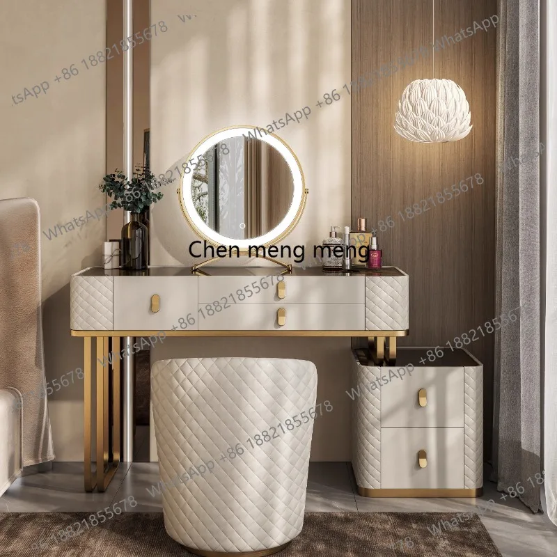 

Luxury Italian Dressing Table Glossy Modern Seat Drawers Dressing Table White Clothing Postazione Makeup