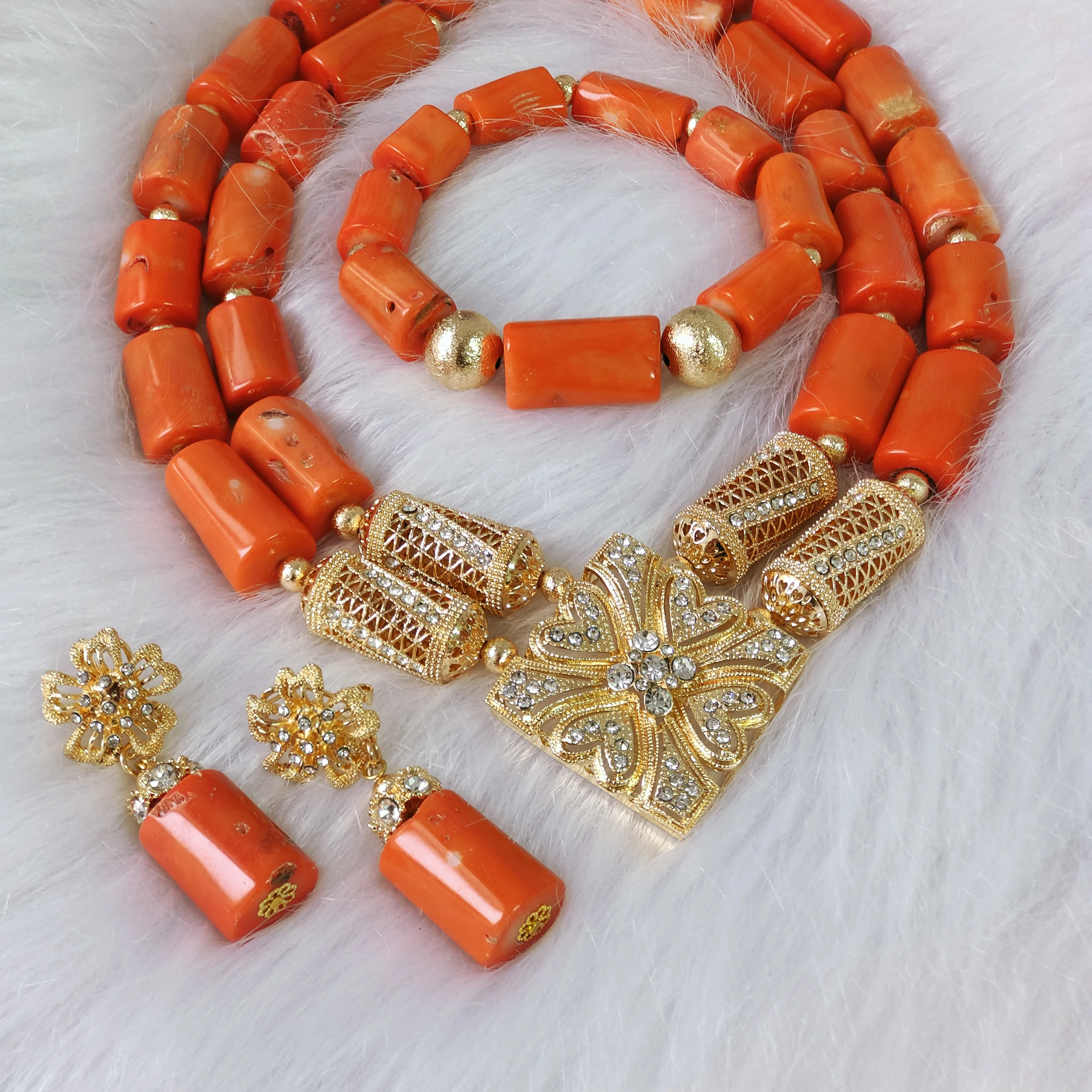African Beads Jewelry Set Igbo traditional wedding coral bead