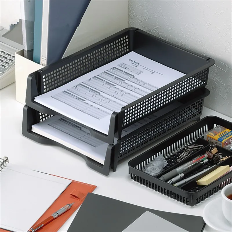 3pcs/lot Office Paper Tray Document Storage Box Plastic Box A4 File Tray Desk Organizer Storage rack