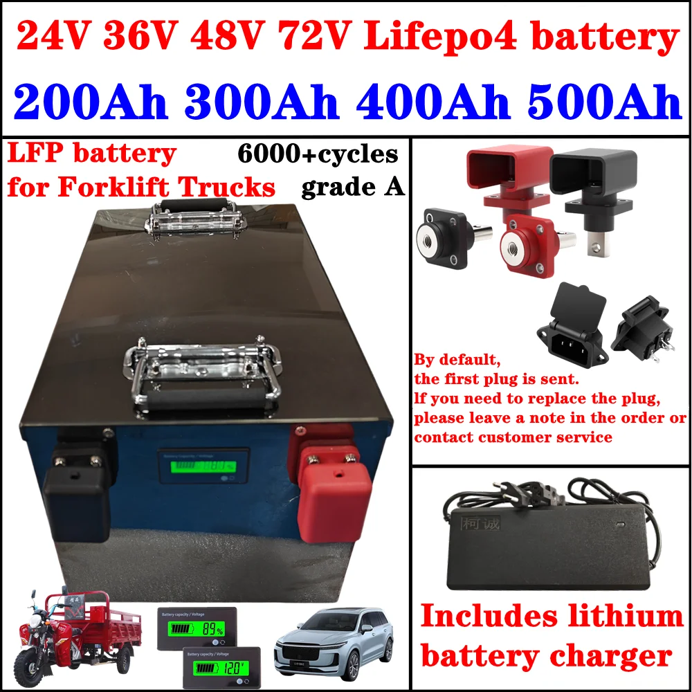 

LiFePO4 Battery 24V 36V 48V 72V 300Ah 400Ah 500Ah for Forklift Trucks, Warehouse Industrial Equipment, Heavy-Duty Pallet Jacks