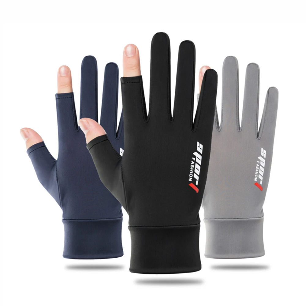 AliExpress WRELS Summer Sun Protection Gloves Men Women Ice Silk Non-Slip Half Finger Gloves Fitness Fishing Cycling Outdoor Sports Gloves