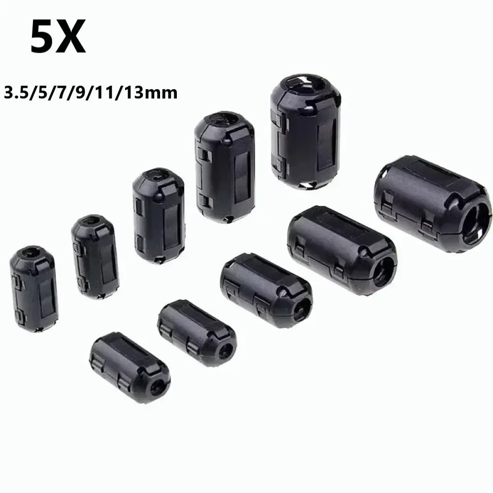 5Pcs 3.5/5/7/9/13mm Ferrite Core Noise Suppressor Filter Ring Cable Clamp RFI For Cables For Audio Video Cable Power Cord