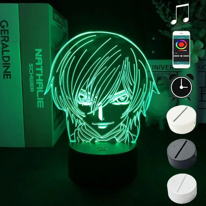 Geass Lelouch Lamperouge 3D lampka nocna seksowne Anime Nightlight 7 kolorów projektor lampa stołowa LED dekoracja pokoju prezenty dla dzieci