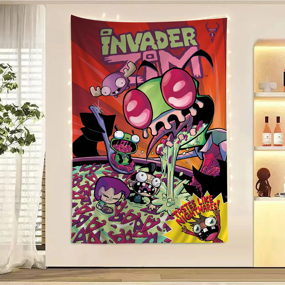 I-InvaderS Zim Cartoon Tapestry Art Printing Art Science Fiction Room Home Decor Home Decor