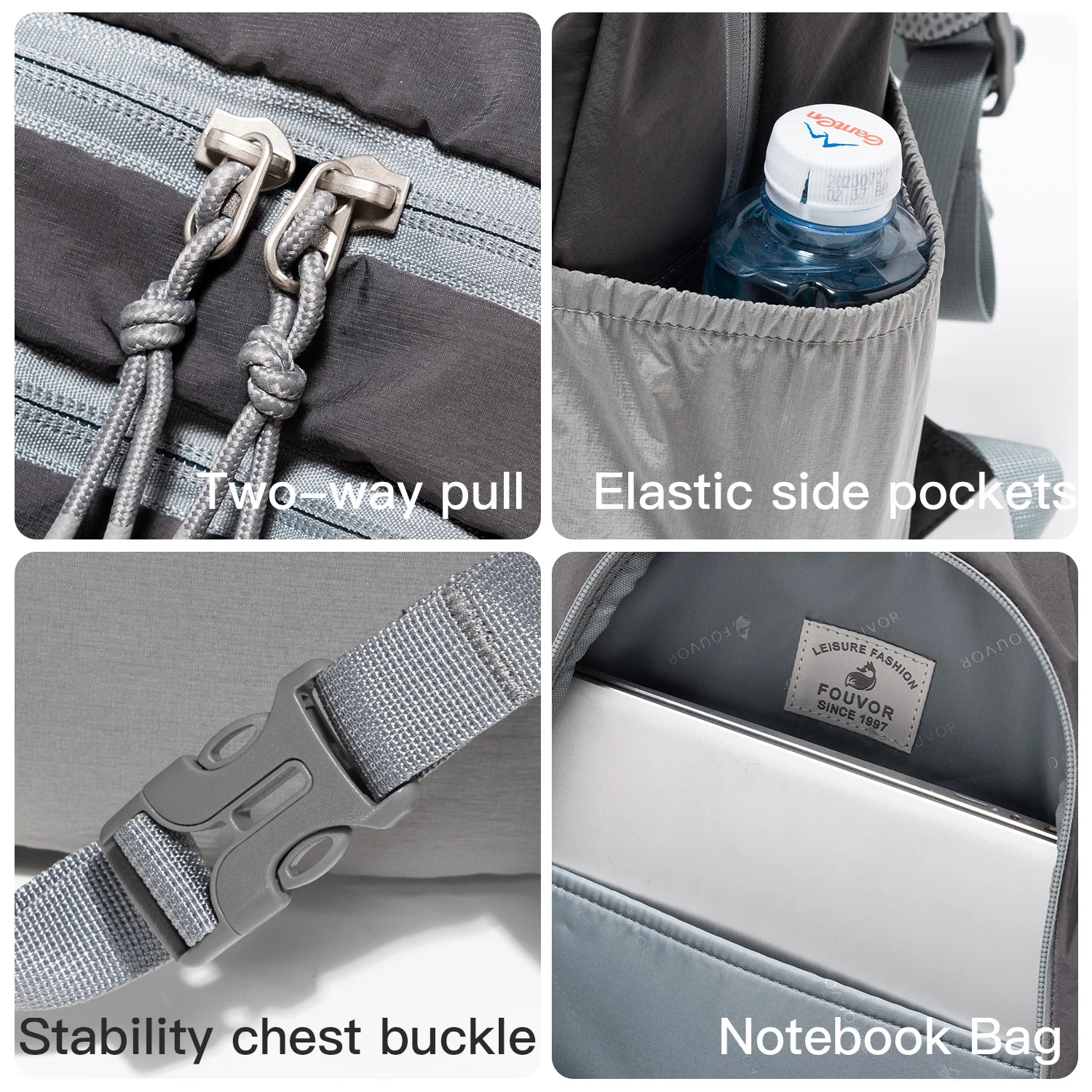 FOUVOR Zaino da viaggio ultraleggero Zaino da trekking all'aperto resistente ai graffi di grande capacità Borse da turismo leggere da donna 3068-01