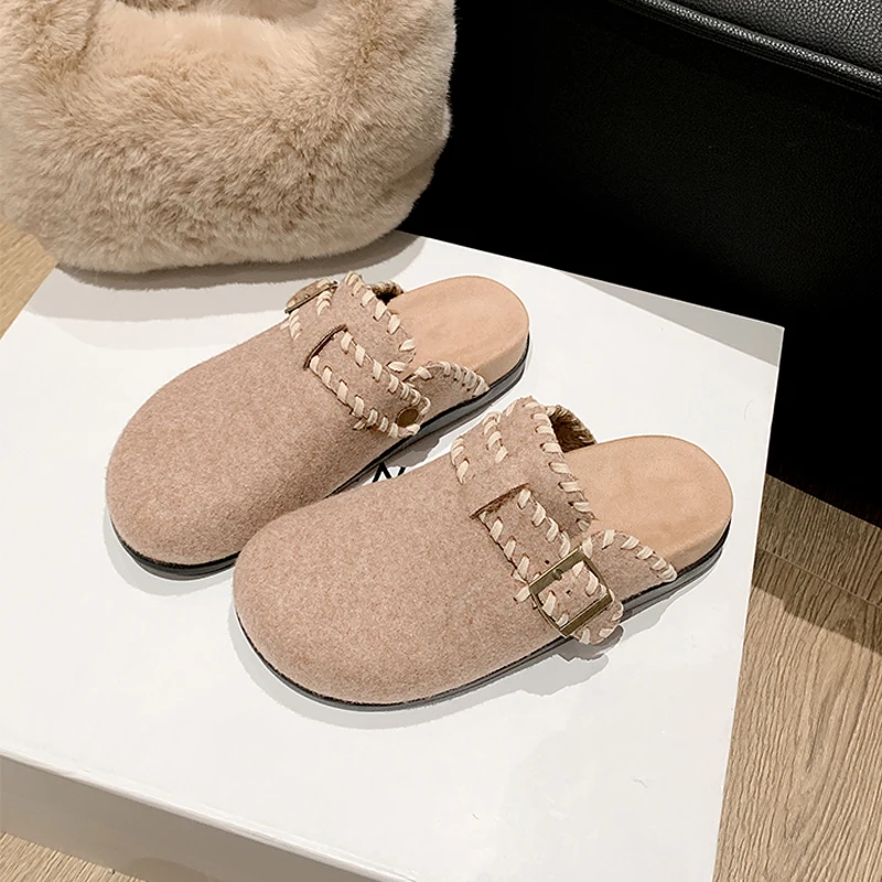 

Мюли на плоской платформе, женская обувь, тапочки с круглым носком и пряжкой, удобные шлепанцы без шнуровки с узкой лентой на плоской подошве, мюли Zapatos De Mujer