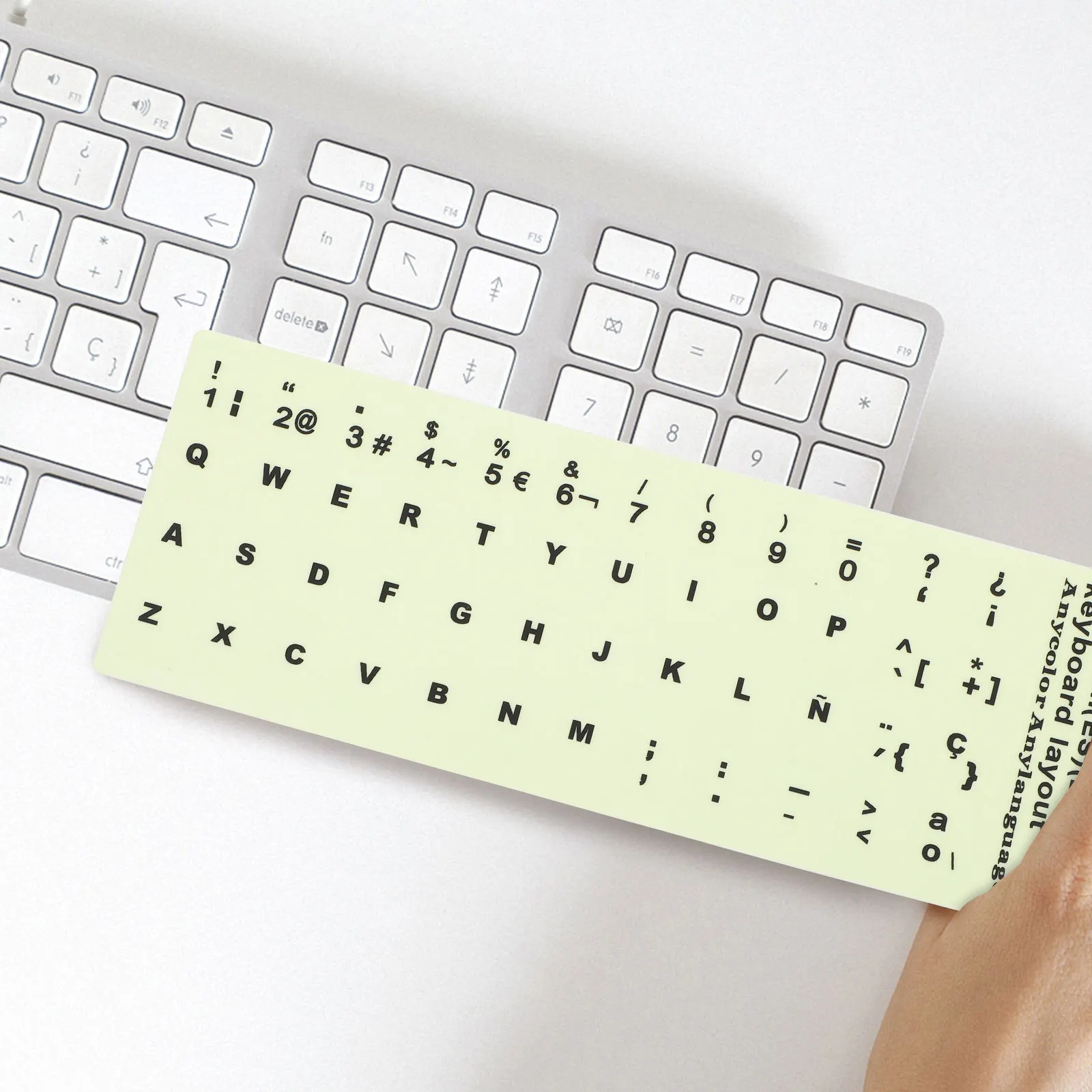 1Sheet Glow in The Dark Keyboard Stickers Set Fluorescent Letter Luminous PVC Matte Surface 1.3x1.1cm for Laptop Desktop