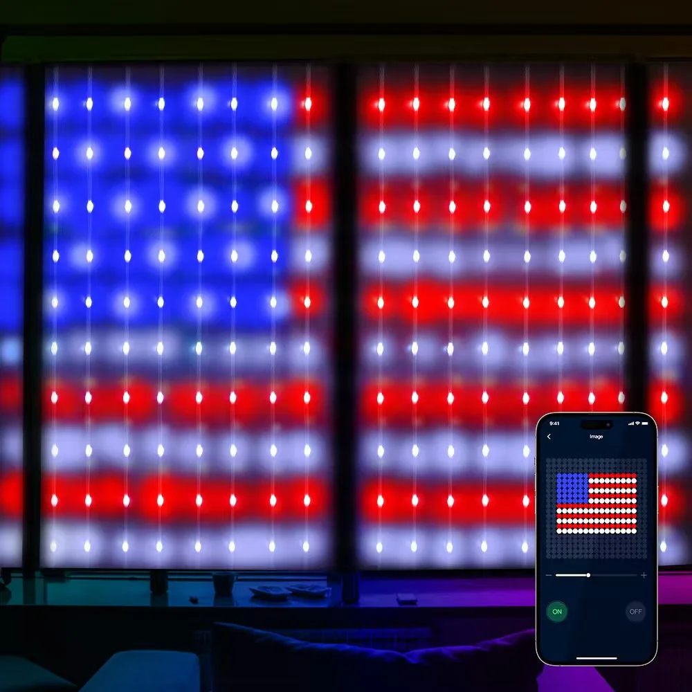 USB DC5V WS2812B Smart Led String Christmas Lights Bluetooth Music App Control RGBIC Curtain LED Addressable Party Decoration