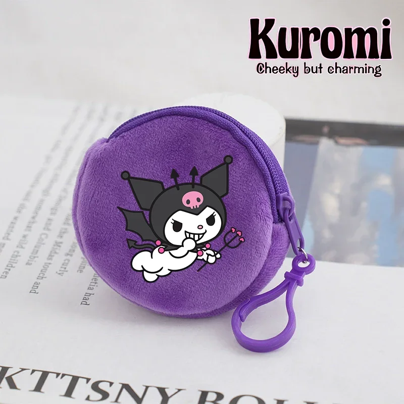 Carteira Kuromi Kawaii, Anime de Alta Qualidade, Carteira com Zíper para Meninas, Mini Carteiras Roxas, Presente de Aniversário para Crianças