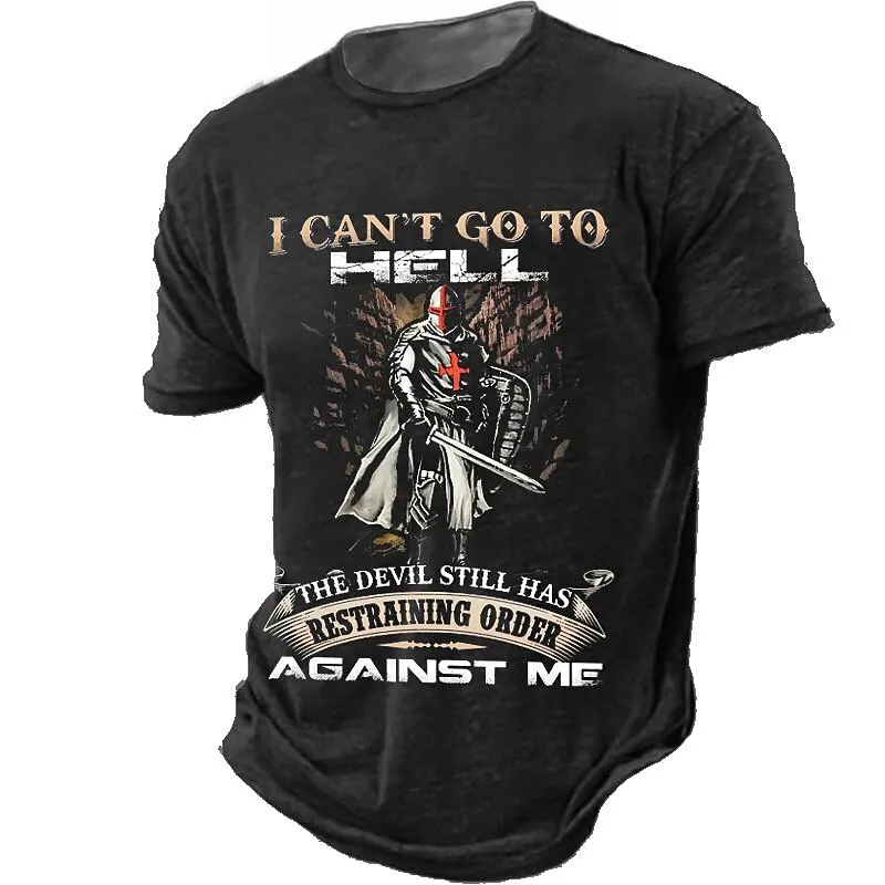 

Crusader Knights Print T Shirt For Men Summer Casual O-neck Short Sleeve Tops Street Hip Hop Vintage Clothes Fashion Loose Tees