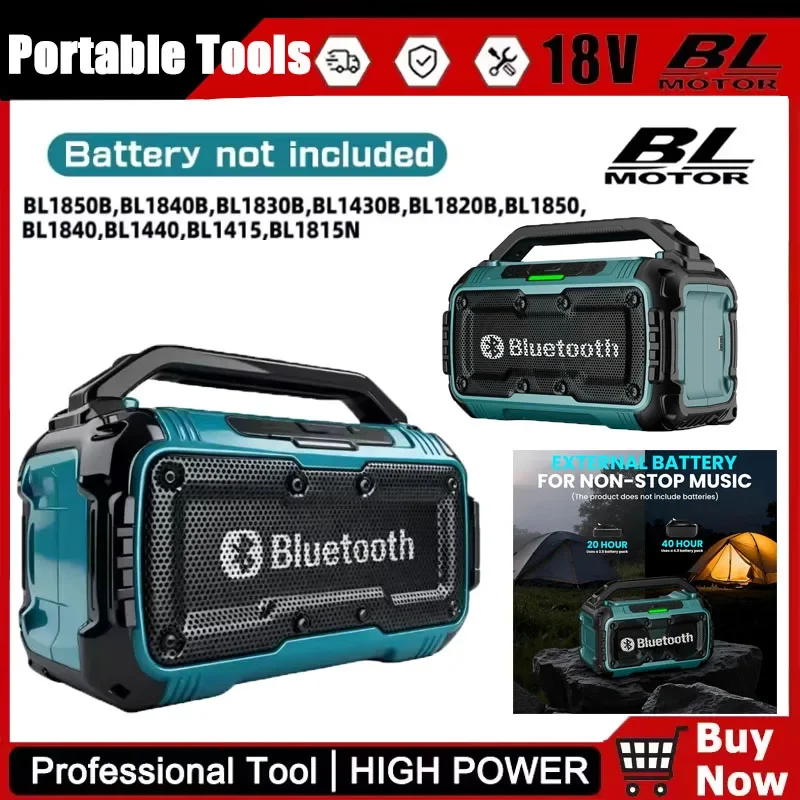 

For Makita Bluetooth Speaker 18V- 21V Battery USB Type-C Port Charge Waterproof Loudspeaker Stereo Surround Tools