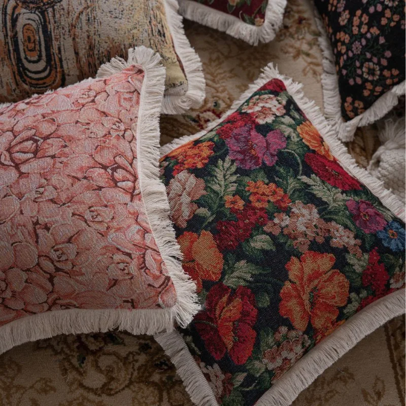 American Jacquard Multi-color Sofa Pillowcase Bed Cushion Living Room Cushion Cover Chair Car Without Core