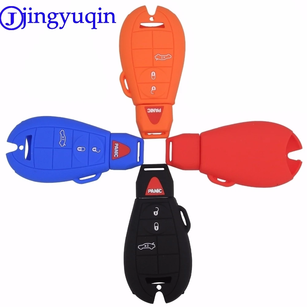 Jingyuqin New 4Button Remote Silicone Key Case Cover For Dodge JCUV Ddart Jeep Grand Cherokee Compass Longitude Patriot Chrysler